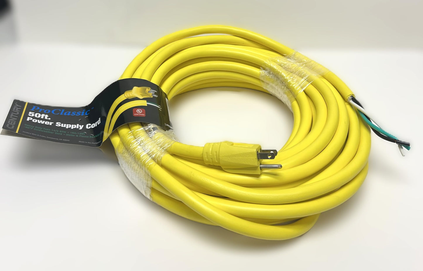 Power Cord, 14/3 Yellow 50' - Part VF45119 - Advance/Clarke Replacement