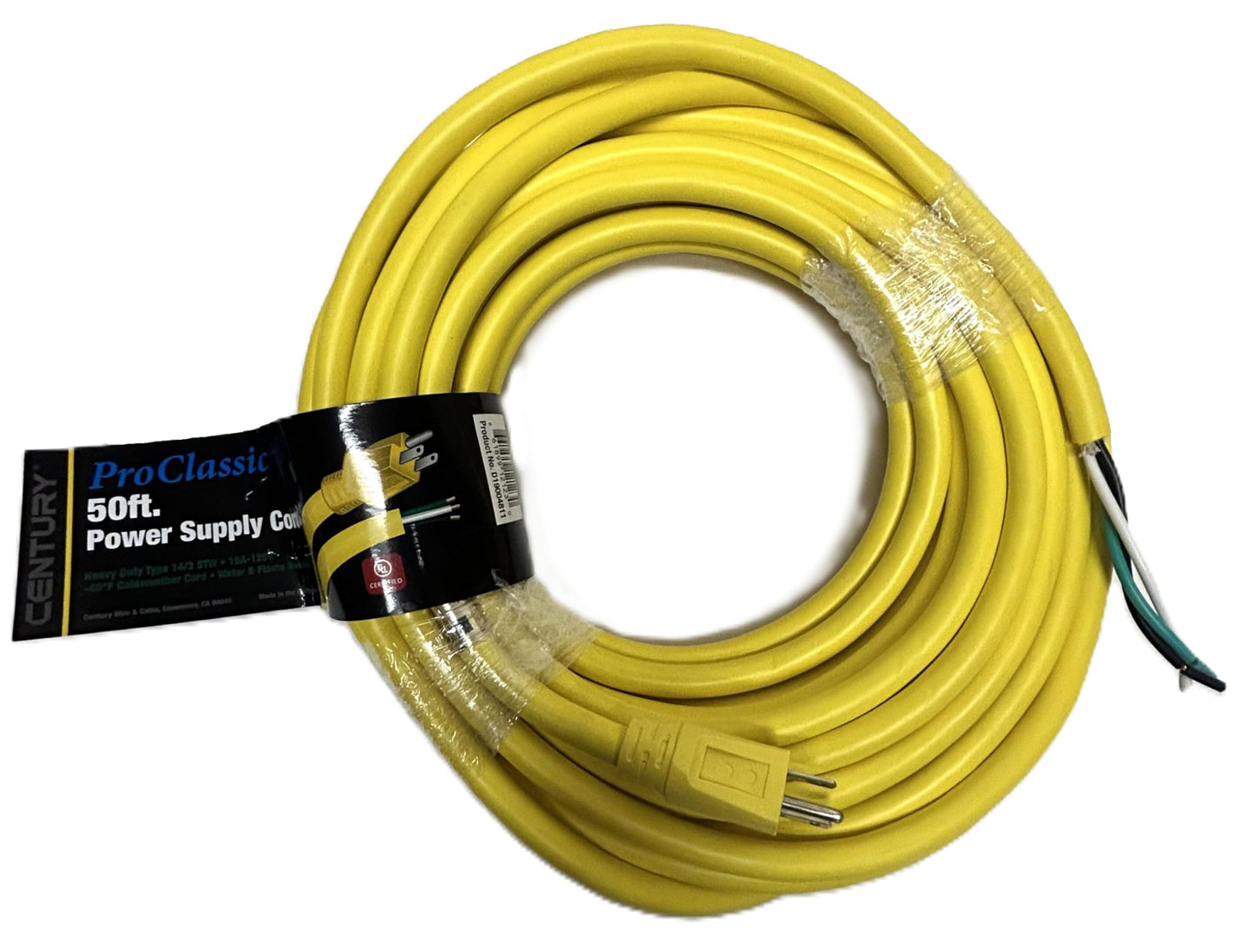Power Cord, 14/3 Yellow 50' - Part 602747 - Tennant Replacement